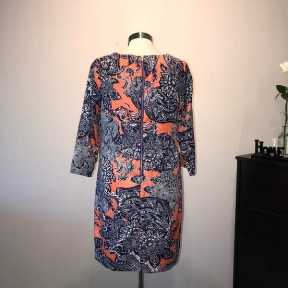 The Limited Orange Navy Paisley Print Dress size S New with Tags - Picture 7 of 9